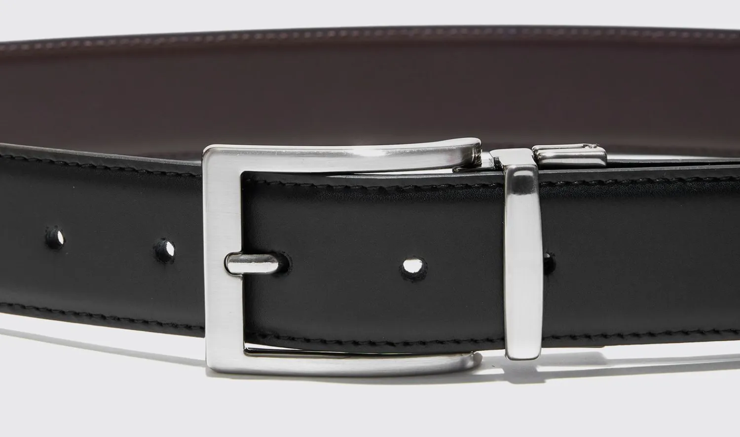 New Scarosso Cintura Reversibile Liscia Nera/Marrone Black Calf