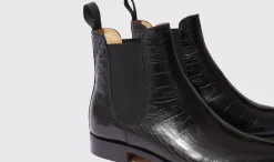 Clearance Scarosso Giancarlo Nero Cocco Black - Croco-Printed Calf
