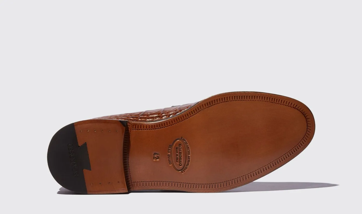 Clearance Scarosso Stefano Marrone Cocco Brown - Croco-Printed Calf