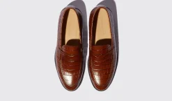 Clearance Scarosso Stefano Marrone Cocco Brown - Croco-Printed Calf