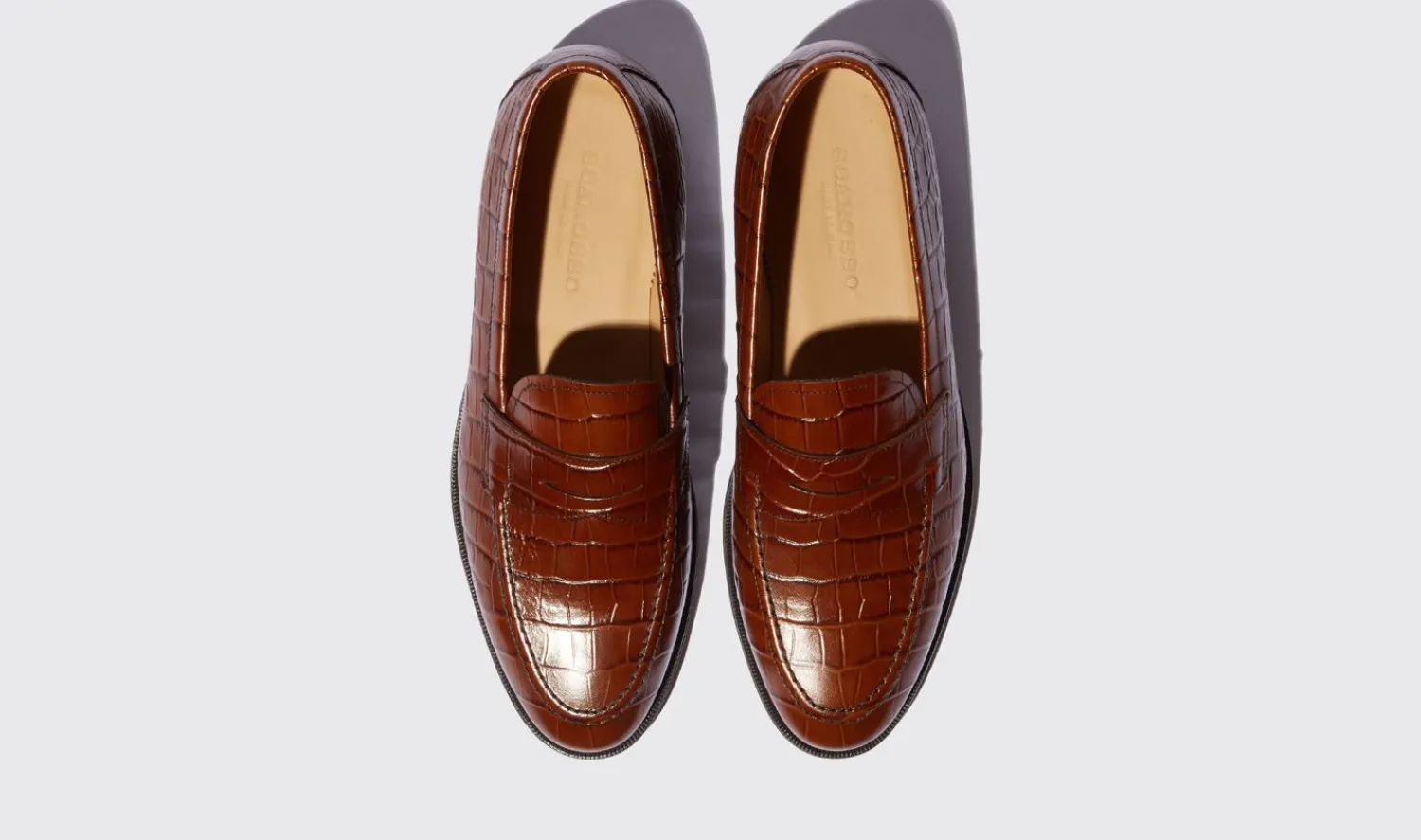 Clearance Scarosso Stefano Marrone Cocco Brown - Croco-Printed Calf
