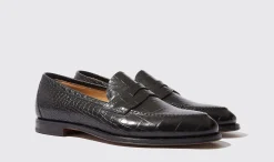 Outlet Scarosso Stefano Nero Cocco Black - Croco-Printed Calf