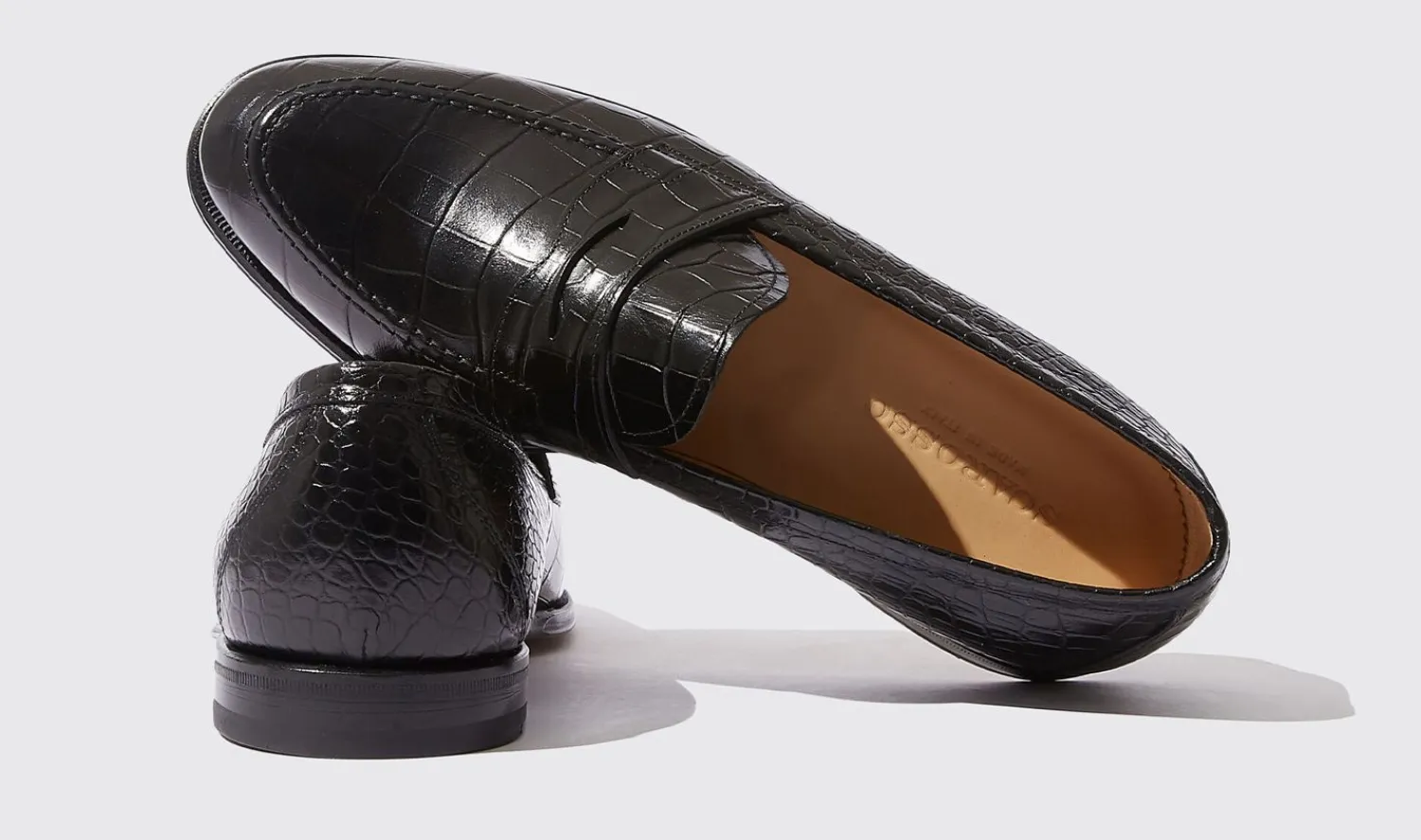 Outlet Scarosso Stefano Nero Cocco Black - Croco-Printed Calf