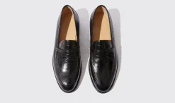 Outlet Scarosso Stefano Nero Cocco Black - Croco-Printed Calf